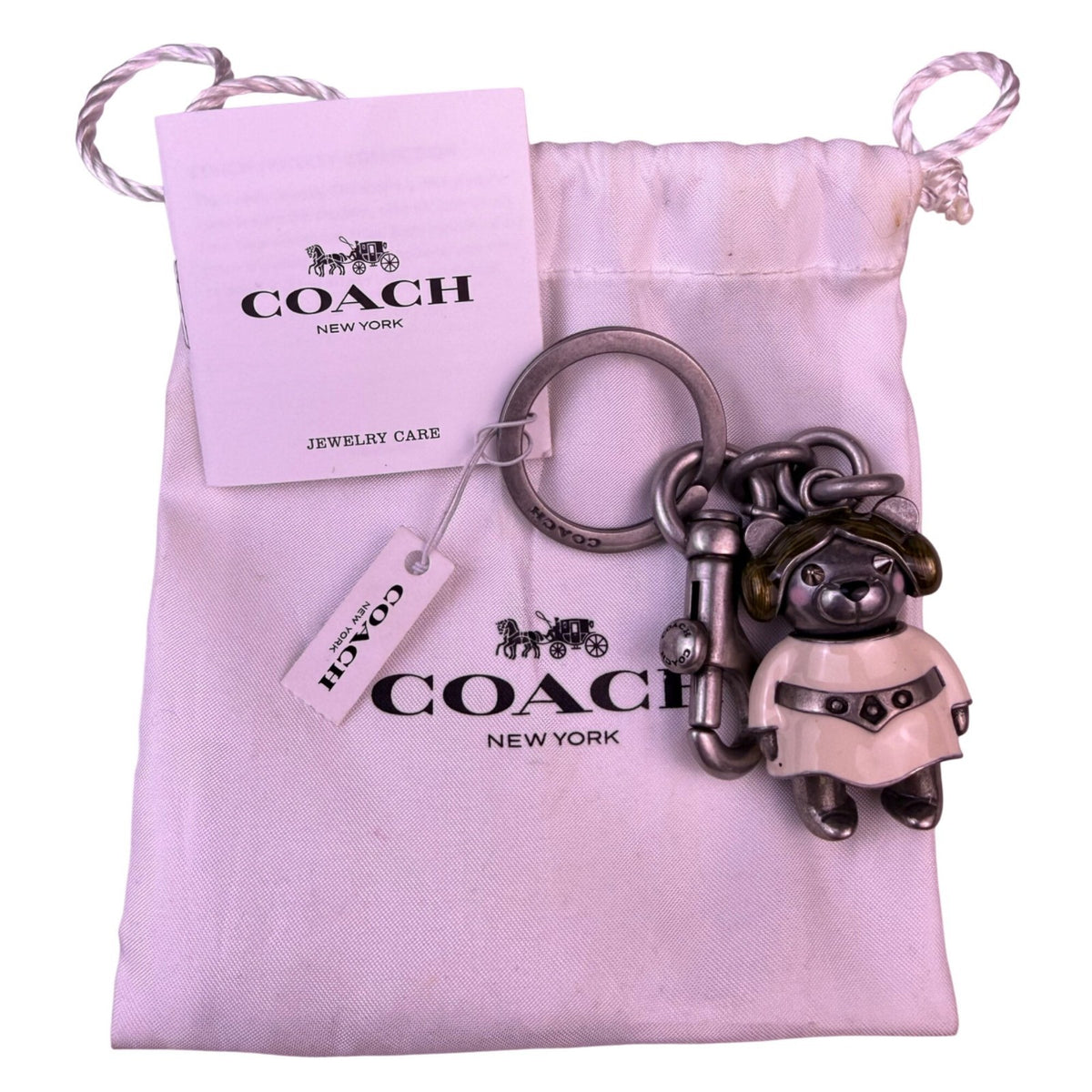 Coach X Star Wars Silver Tone Princess Leia Bear Keychain Charm With Pouch