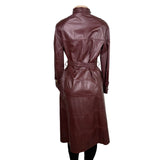 Tfc Women Maroon 100% Genuine Leather Belted Trench Coat Lined With Rayon Sz 8