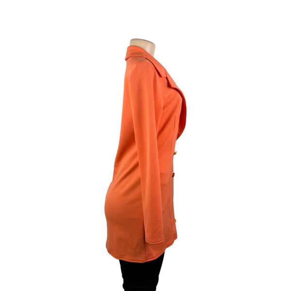 Asos Womens Orange Polyester Blazer Double Breasted Long Sleeve Size US 6