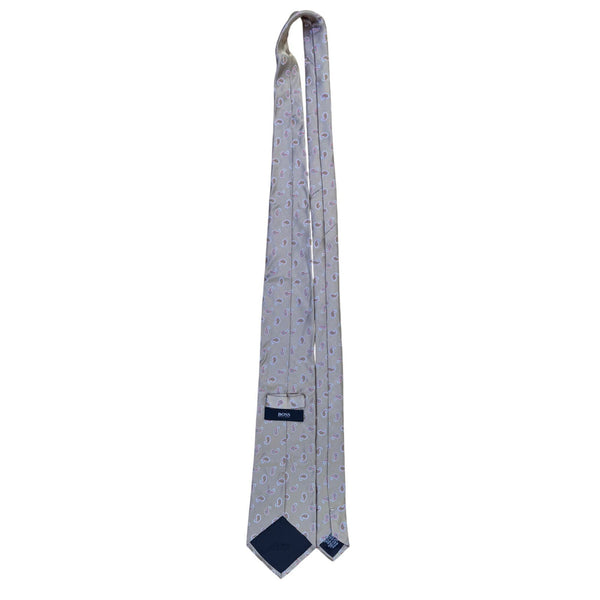 Hugo Boss Mens Tan Silk Paisley Necktie Stylish Fashion Accessory