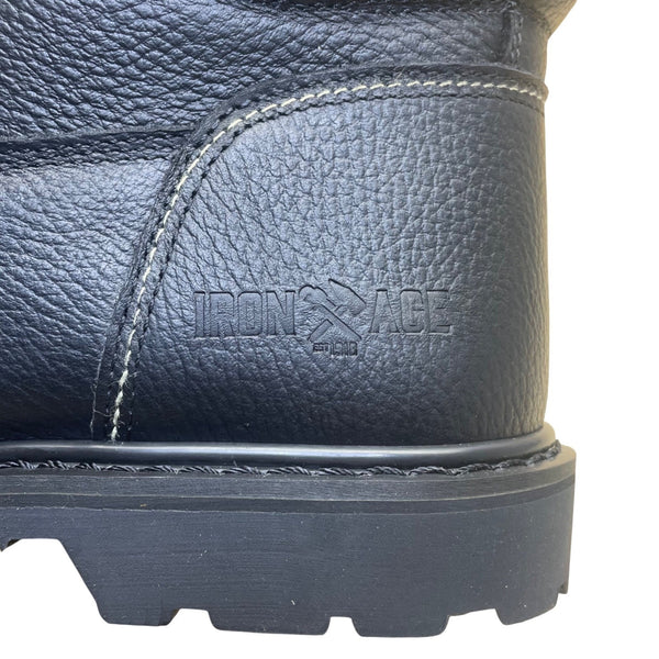 Iron Age Mens Black Leather Work Boots ASTM Steel Toe Slip-Resistant Size 10M