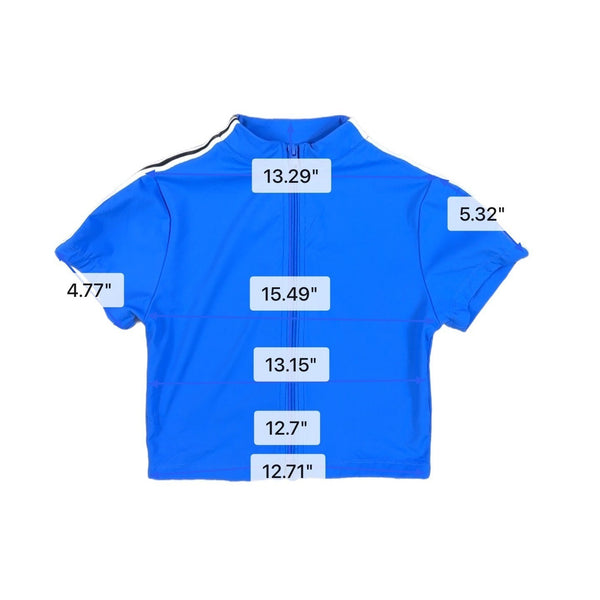 G Édition Womens Blue Zip-Up Short Sleeve Top Athletic Stretch Size P/S