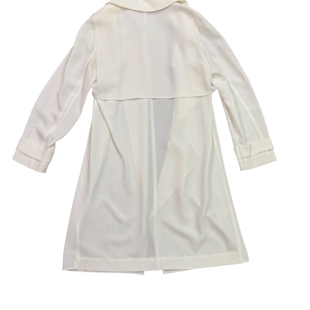 Black Label By Chicos Womens White Sheer Open-Front Trench Coat 69% Triacetate S