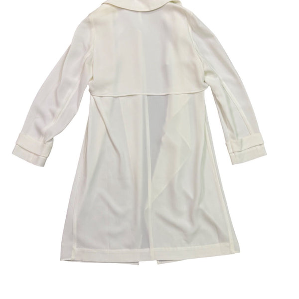 Black Label By Chicos Womens White Sheer Open-Front Trench Coat 69% Triacetate S