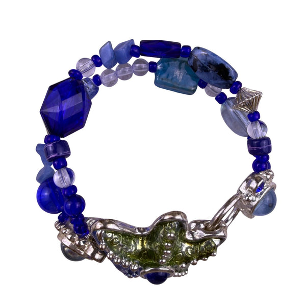 Chicos Womens Blue Green Mixed-Materials Starfish Magnetic Closure Bracelet 