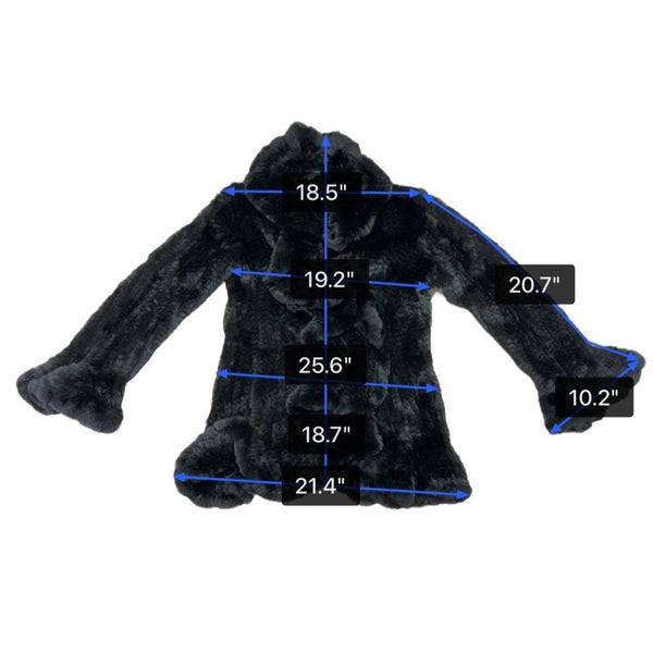 Jocelyn Womens Black Dyed Rabbit Fur Ruffle Open-Front Jacket Sz M