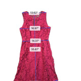 White House Black Market Womens Magenta Lace Sleeveless A-Line Floral Dress Size