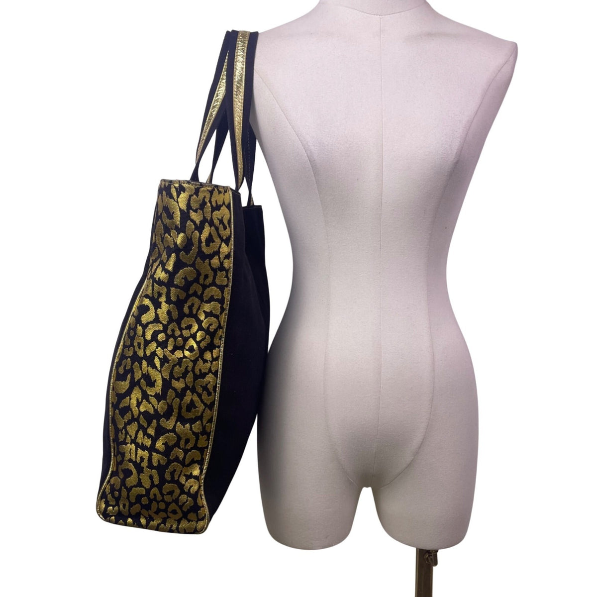 Betseyville Women’s Black Canvas & Gold-Toned Blingin Lips Rhinestone Tote Bag