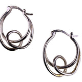 Sterling Silver Womens Twisted Loop Earrings .925 Geometric Design Lightweight