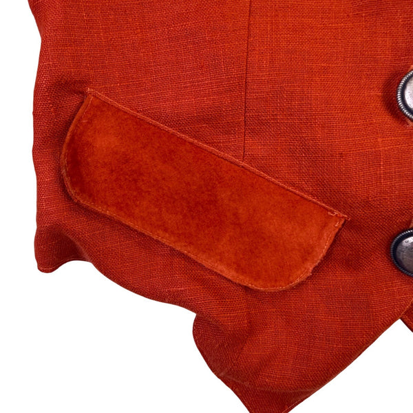 Double D Ranch Brand Womens Orange Linen Beaded Fringe Western Jacket Size M