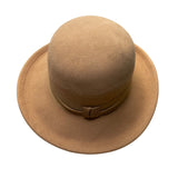 Street Smart Womens Tan Wool Felt Wide Brim Hat USA-Made Retro Style
