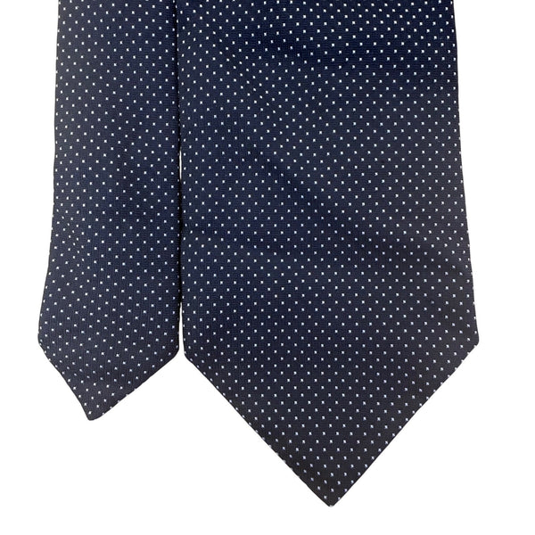 Faconnable Mens Navy Blue 100% Silk Polka Dot Necktie Elegant Classic Design