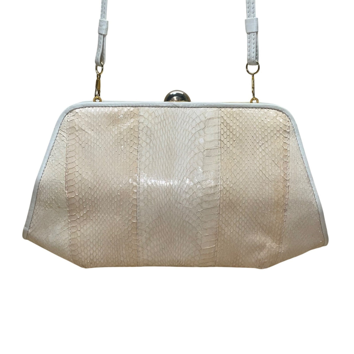 Aspects Women’s Beige Faux Snakeskin Classic Frame Crossbody Bag
