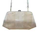 Aspects Women’s Beige Faux Snakeskin Classic Frame Crossbody Bag