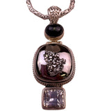 Sterling Silver 925 Womens Hematite Druzy Gemstone Pendant Necklace By Sarda 