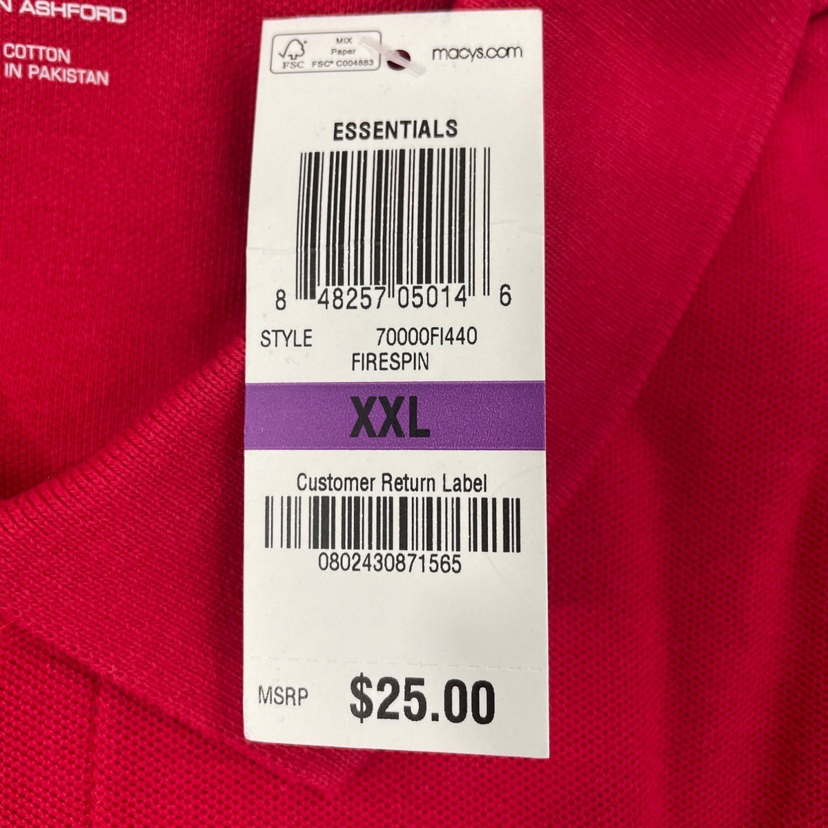 John Ashford Mens Red Polo Shirt Short Sleeve Casual  Sz XXL