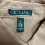 Ralph Lauren Womens Beige Linen Long Sleeve Utility Shirt Button Front Size XL