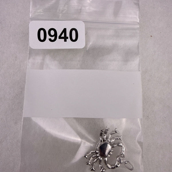 Silver Tone Metal Crab Necklace Pendant Charm Detailed Design