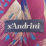 XAndrini Mens Burgundy 100% Silk Abstract Print Tie Italy Blue Gold Neckwear