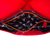 Ted Baker Women’s Red Patent Quilted With Gold Accent Bar Evening Clutch