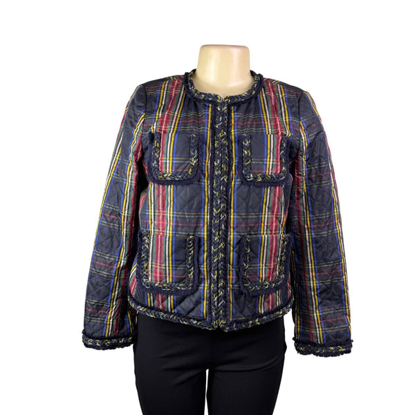 J.Crew Womens Multicolor Quilted Plaid Jacket Stylish & Lightweight Size 6