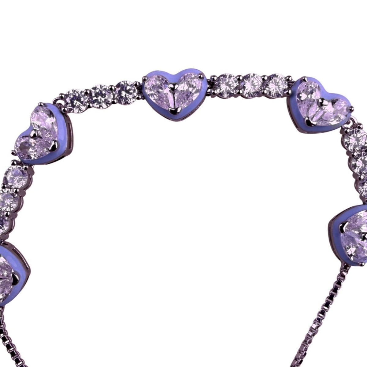 Brilliance Womens Silver Tone Heart Crystal Bracelet Adjustable Design