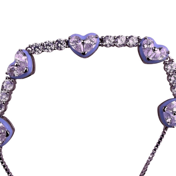 Brilliance Womens Silver Tone Heart Crystal Bracelet Adjustable Design