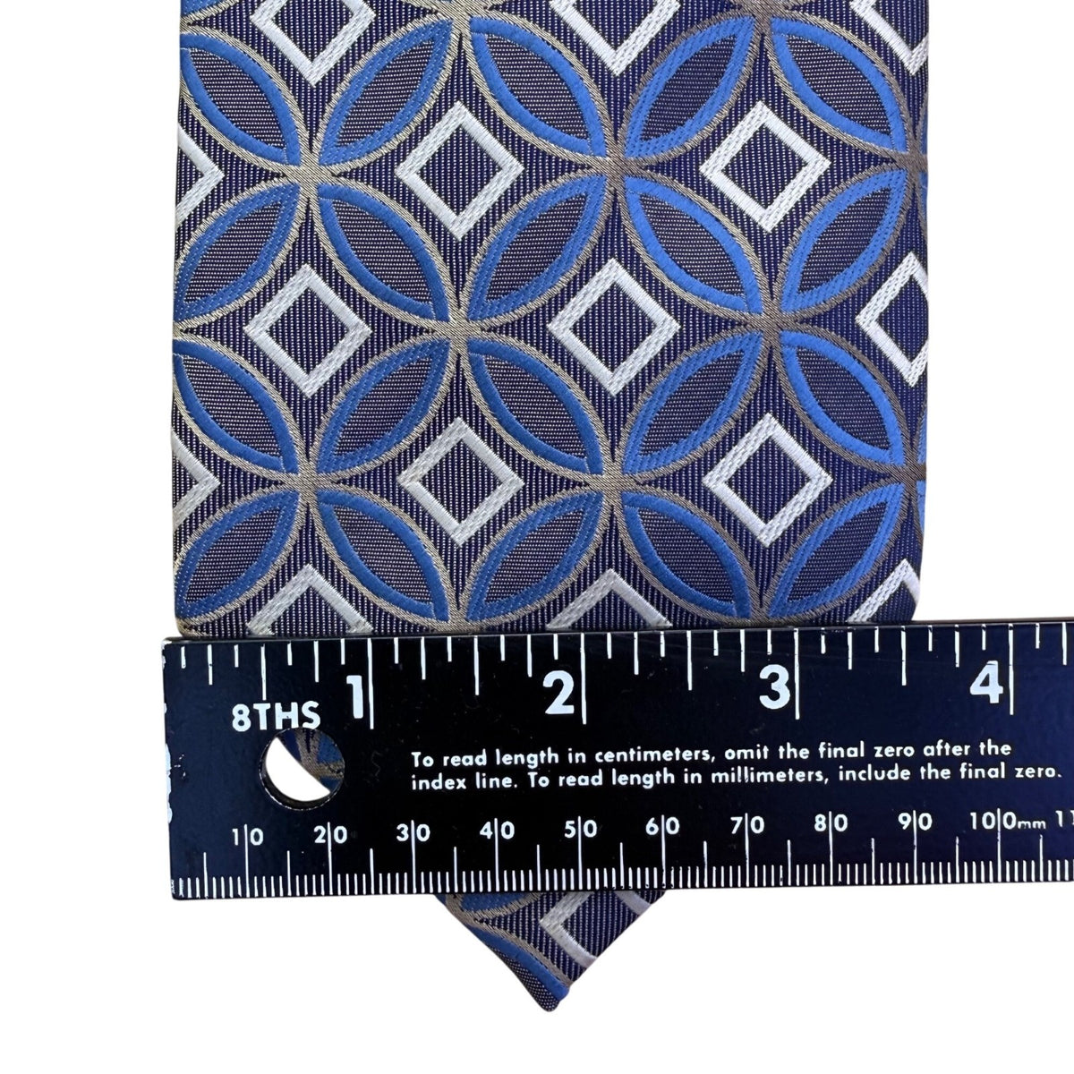 Valentino Rudy Mens Blue Microfiber Geometric Pattern Necktie Handcrafted Italy