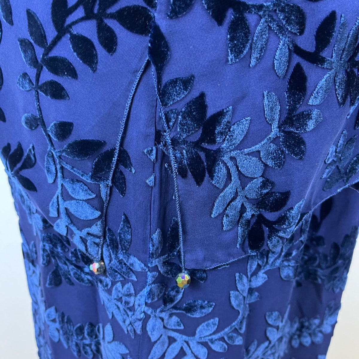 Sara Mique Three-Piece Set Women's Blue Velvet Leaf Patterned Size L