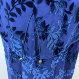 Sara Mique Three-Piece Set Women's Blue Velvet Leaf Patterned Size L