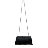 Jessica McClintock Women’s Black Satin With Chain Strap  Evening Clutch Handbag