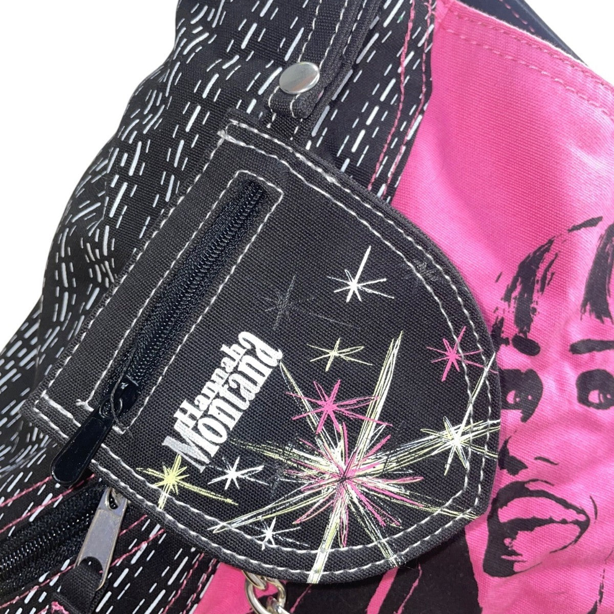 Disney Hannah Montana Pink & Black Tote Bag With Chain Detail & Buttons Graphic