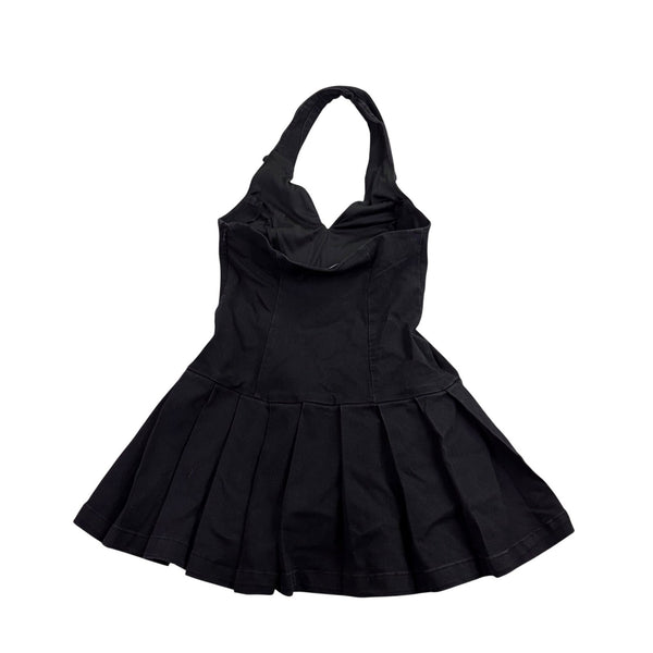Love Fire Womens Black Cotton Blend Halter Pleated Stylish Fit Size L 