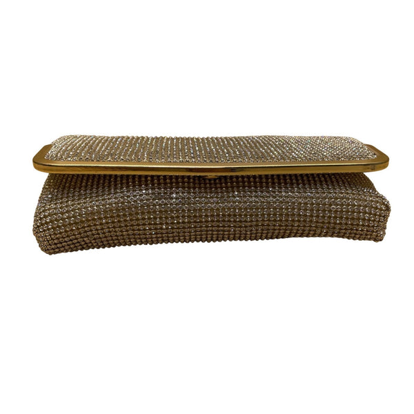 Lulu Townsend Women’s Gold Metal Rhinestone Chain Strap Evening Bag
