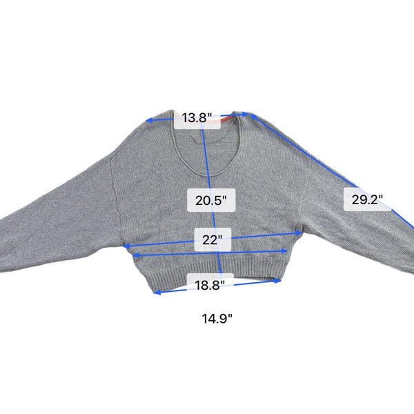 Free People Womens Gray Cotton Knit Cropped Sweater Casual Pullover Size S