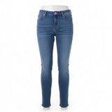 Ann Taylor Loft Womens Blue Denim Jeans Raw Hem Slim Straight Mid-Rise Size 30