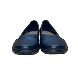 Clarks Women’s Black Leather Cora Iris Slip-On Wide Width Flat Shoes Size 7.5