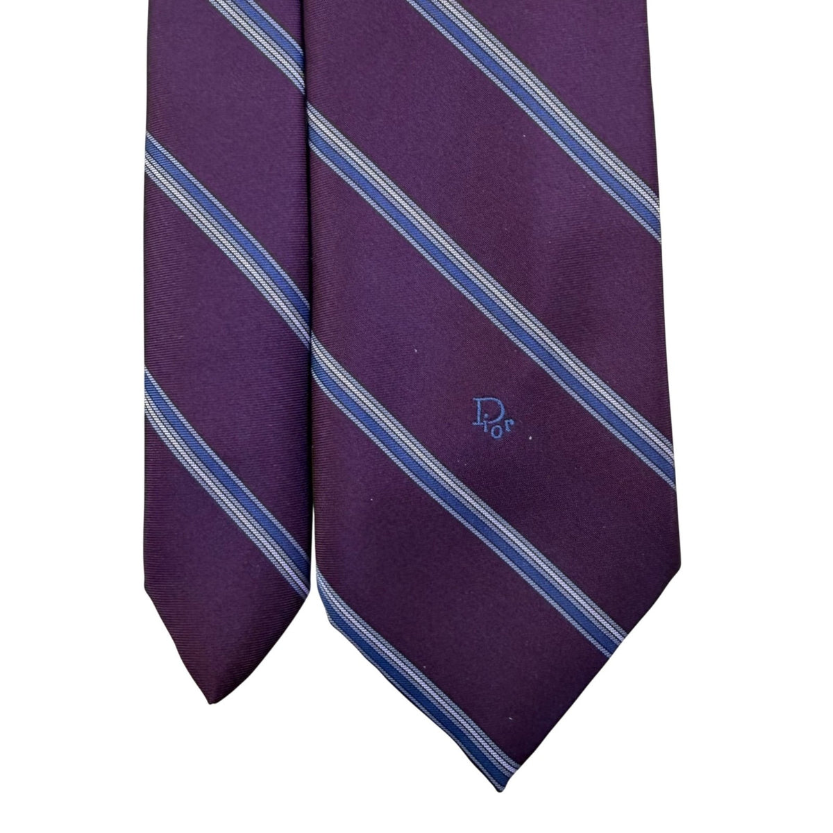 Christian D Mens Burgundy/Blue Striped Neck Tie One Size
