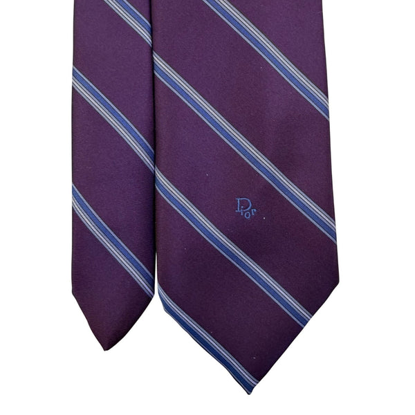 Christian D Mens Burgundy/Blue Striped Neck Tie One Size
