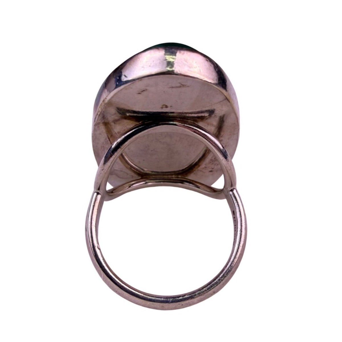 Sterling Silver Womens Green Malachite Oval Gemstone Ring Handmade Jewelry
