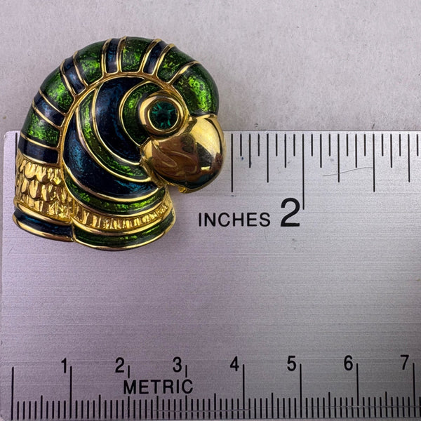 Gold Tone Green Enamel Parrot Brooch Vintage Jewelry Accessories Approximately