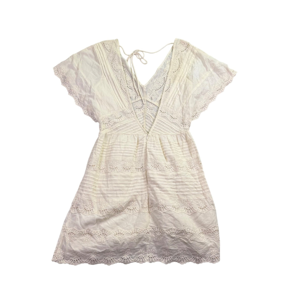 Amuse Society Womens White Cotton Lace Embroidered Mini Dress Boho Style Size S 