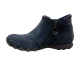 Skechers Women's Navy Leather Air-Cooled Memory Foam Ankle Boots Size 9.5