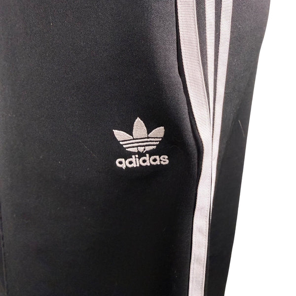 Adidas Mens Black Track Pants White Striped Casual Elastic Waist Zippered Sz M