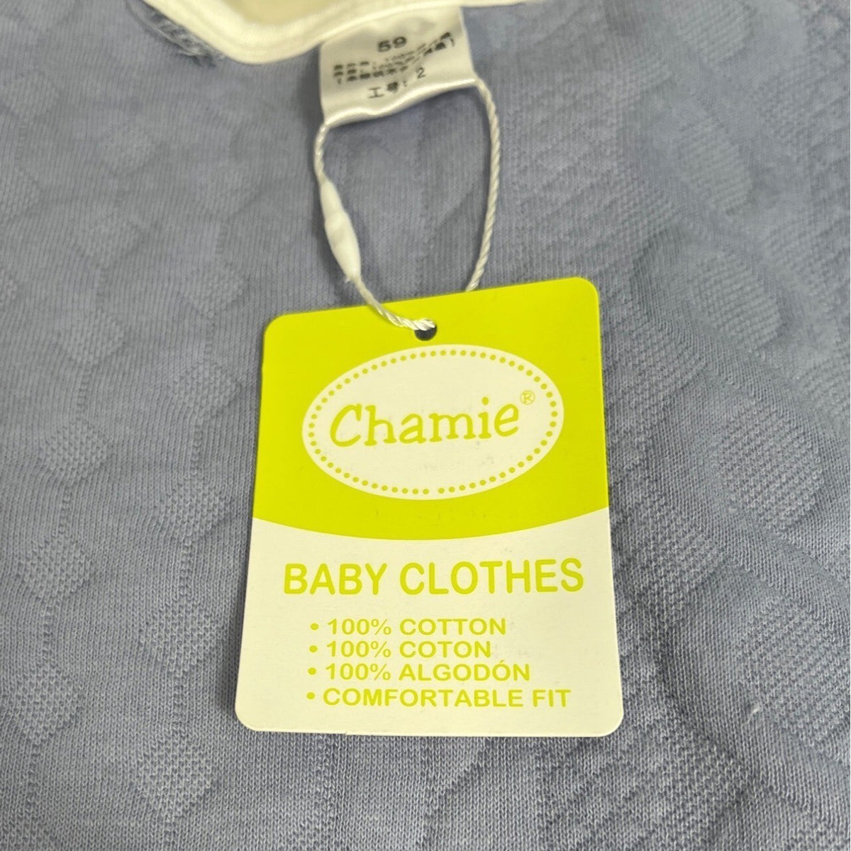 Chamie Toddler Boy's Blue White and Green Toddler Jumpsuit Set Sz 0M