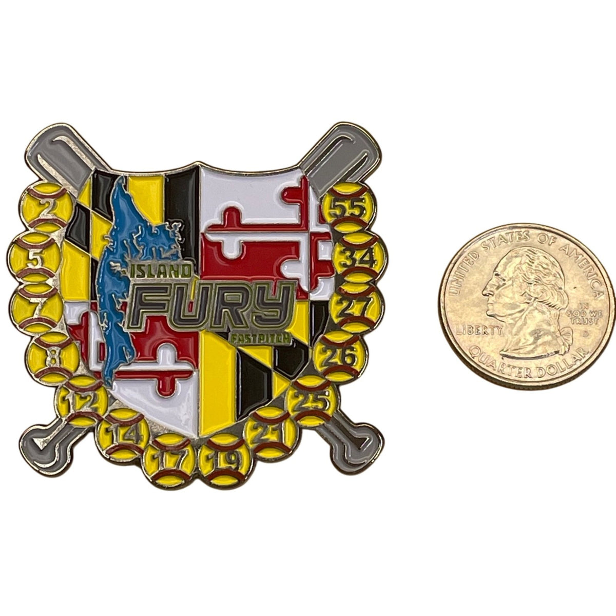 Island Fury Fastpitch Softball Trading Pin Maryland Flag Design By Metro Pins