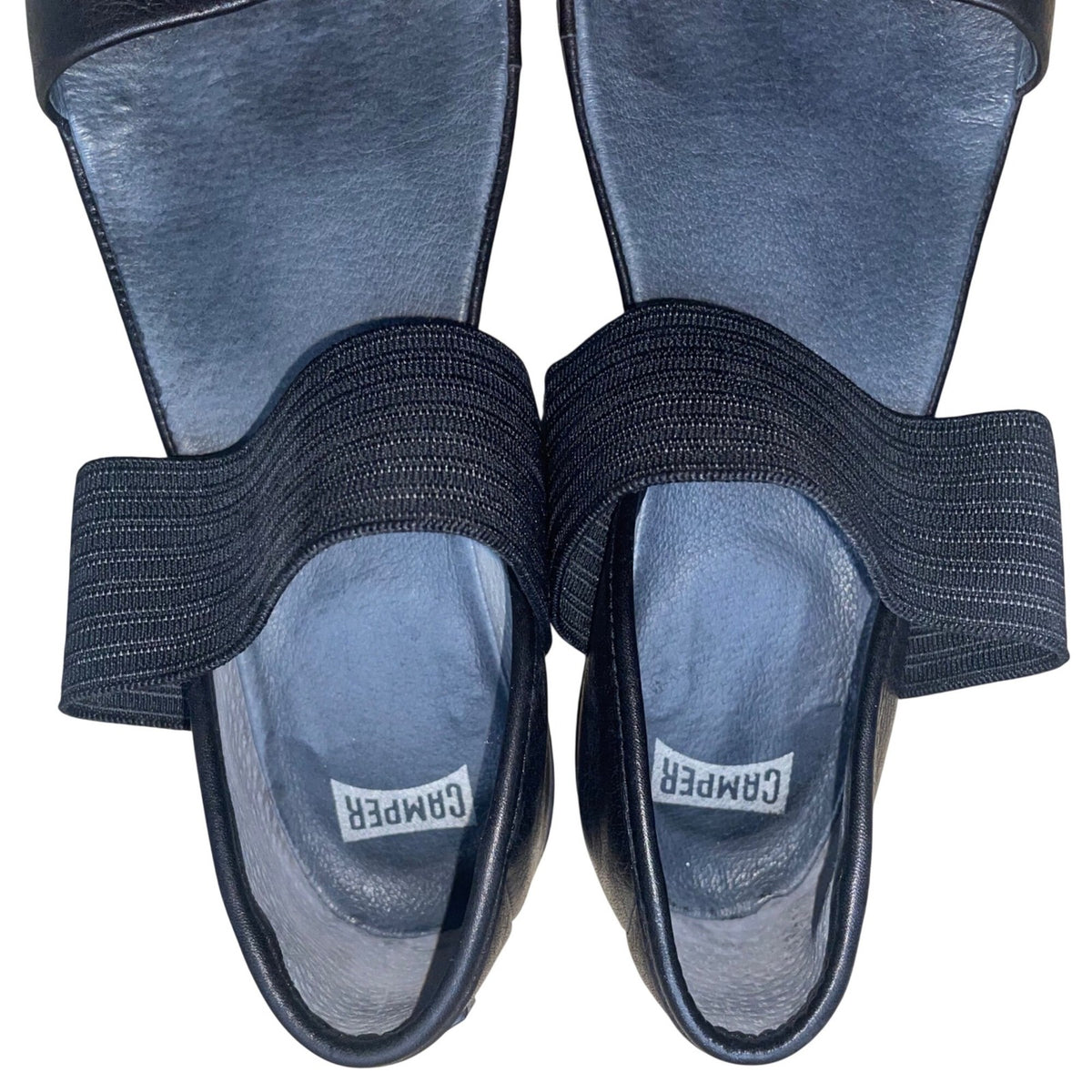 Camper Girls Black Leather Elastic Strap Sandals Size 38