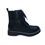 Madden Women’s Black Faux Leather Lace-Up Side Zipper Keen Combat Boots Size 9M