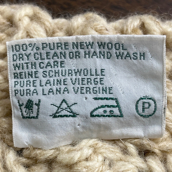 Vintage Andion Women's Cream Wool Knit Sweater Cardigan Open Front Pockets