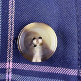 Talbots Womens Navy Plaid Polyester Button-Up Coat Petite Classic Collar Sz XL